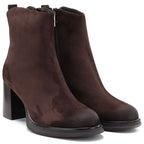 Women’s Chocolate Brown Heeled Platform Ankle Boots Potocki SZ12844