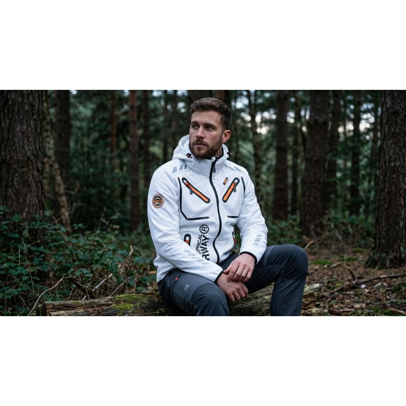 Men’s Softshell Jacket Geographical Norway RAINBOW MEN WHITE QUES 056 SIZE XL (WU1270H/GN-WHITE)