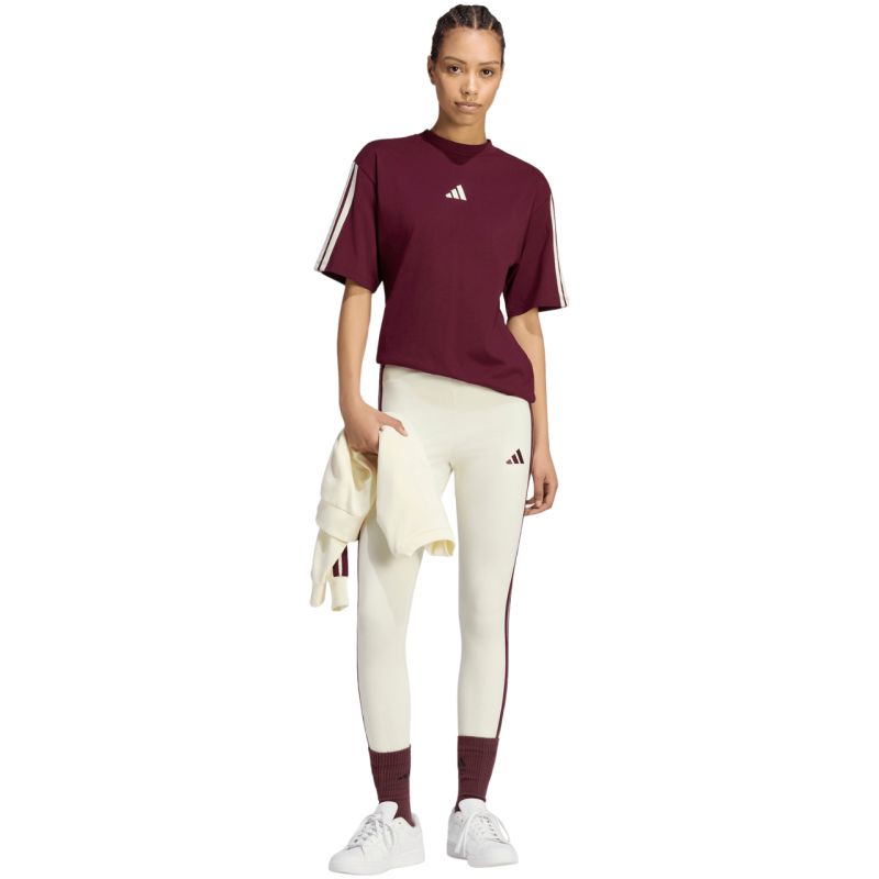 adidas Essentials 3-Stripes Boyfriend Women’s T-Shirt Burgundy KX0793