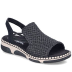 Comfortable women's black platform sandals Rieker 66241-00 Rieker