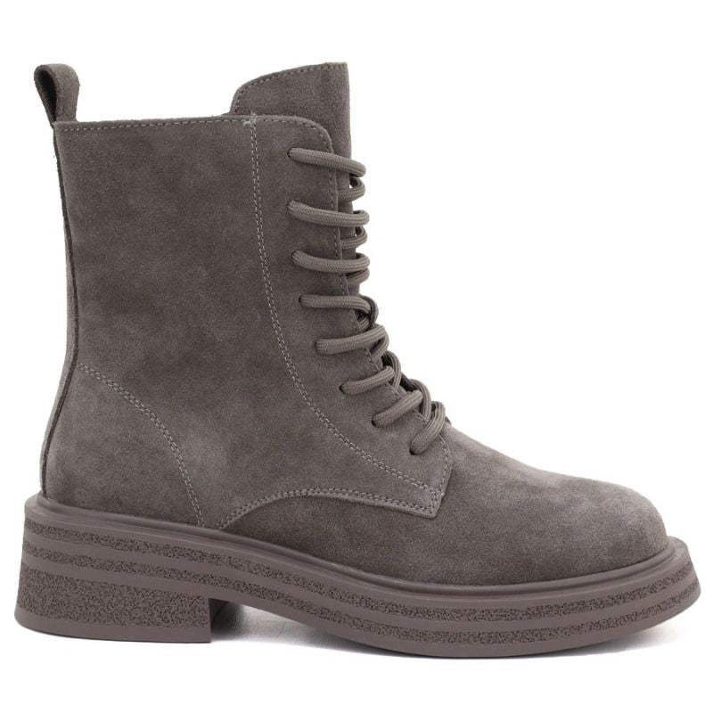 Women's leather ankle boots, khaki suede, Sergio Leone TR-02