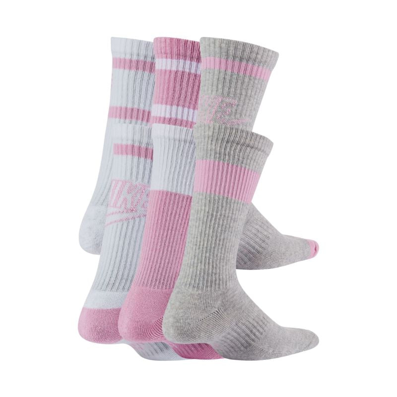 Nike Everyday Cush Crew Youth Socks White, Pink, Gray CK7302 905