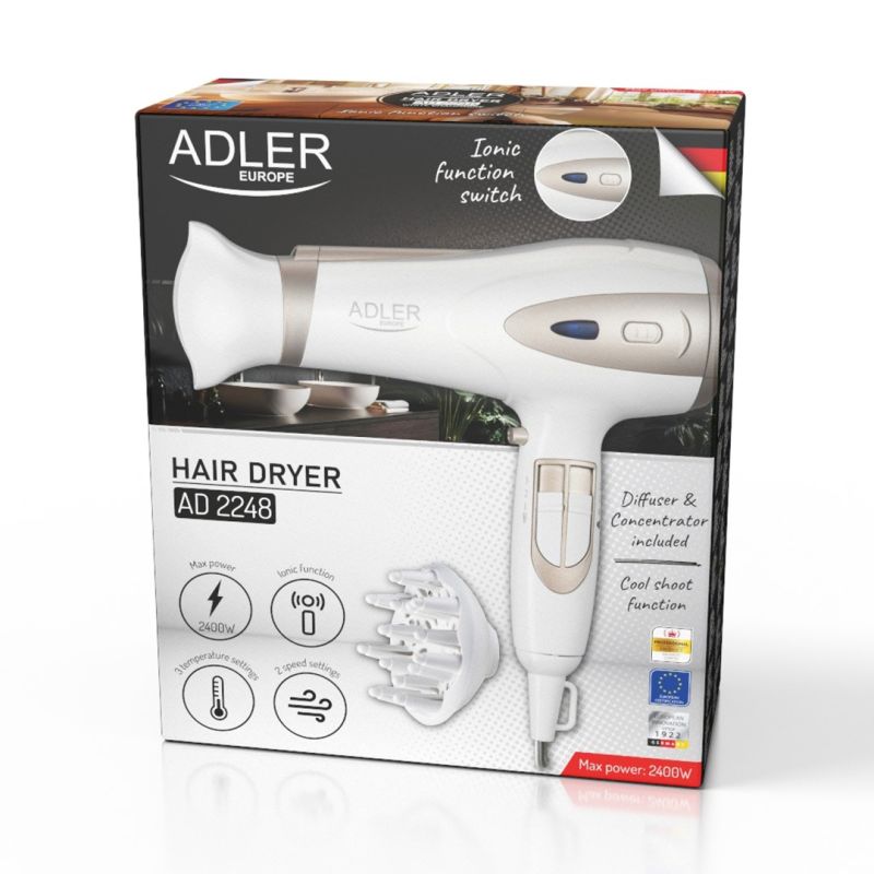 ADLER AD 2248wc hair dryer white and champagne AGD - Produkty/Suszarki do włosów Your Sports Performance