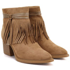 Women's cowboy boots with fringes, insulated, camel M.Daszyński