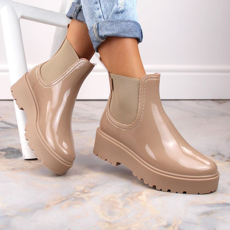 Big Star W INT1918B beige patent leather platform boots Footwear/Outdoor/Big Star Your Sports Performance