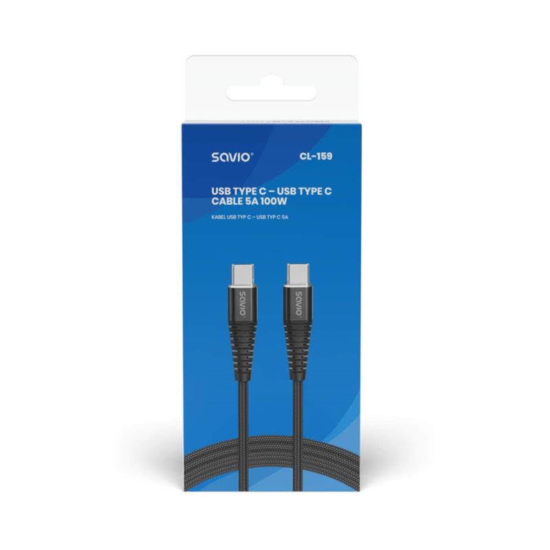 SAVIO CABLE USB TYPE C - USB TYPE C 5A, 1M CL-159 In preparation Your Sports Performance