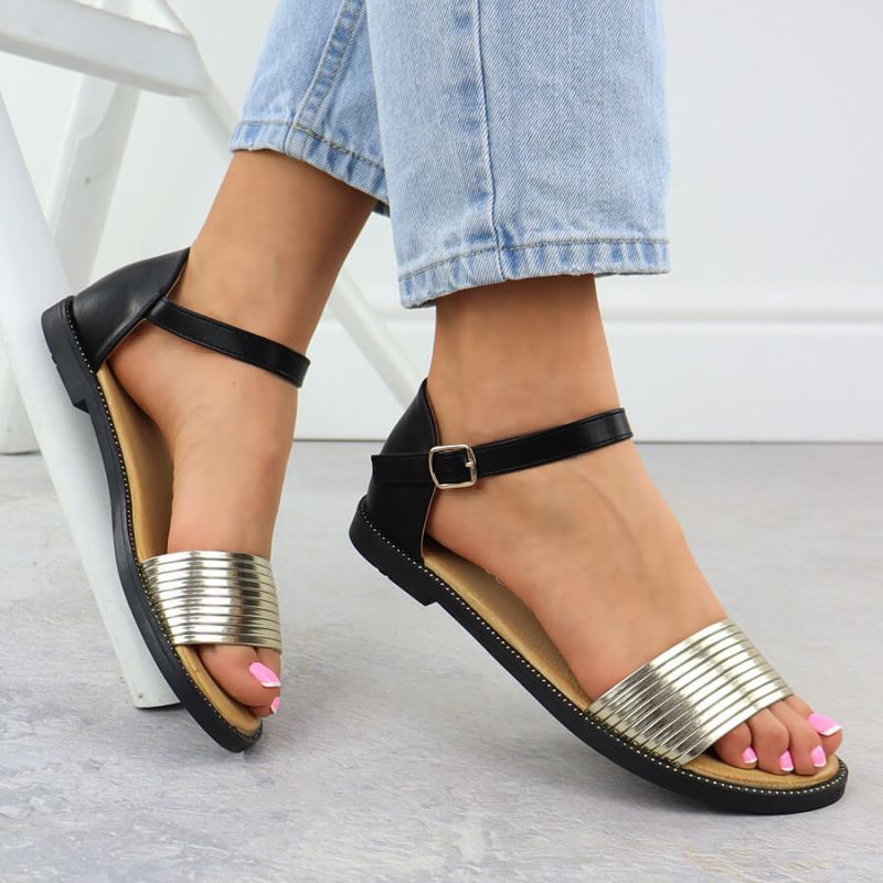 Filippo DS6917 women's black and gold sandals Footwear Your Sports Performance