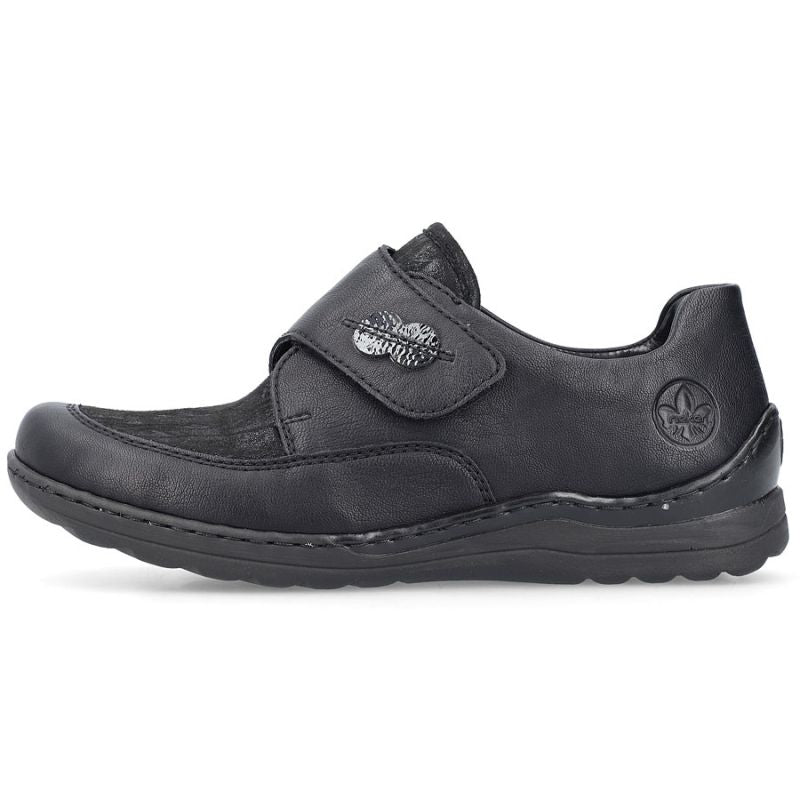 Rieker 48954-00 comfortable black women's shoes with Velcro