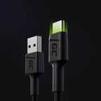 GREEN CELL KABGC06 GC RAY USB CABLE - USB-C 120CM, GREEN LED, FAST CHARGING ULTRA CHARGE, QC 3.0 Kable i adaptery/Kable USB Your Sports Performance
