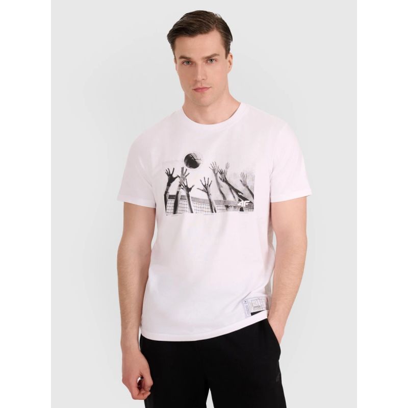 Men's regular t-shirt with volleyball print 4F 4FRAW25TTSHM3319-10S *Kategoria tymczasowa Your Sports Performance
