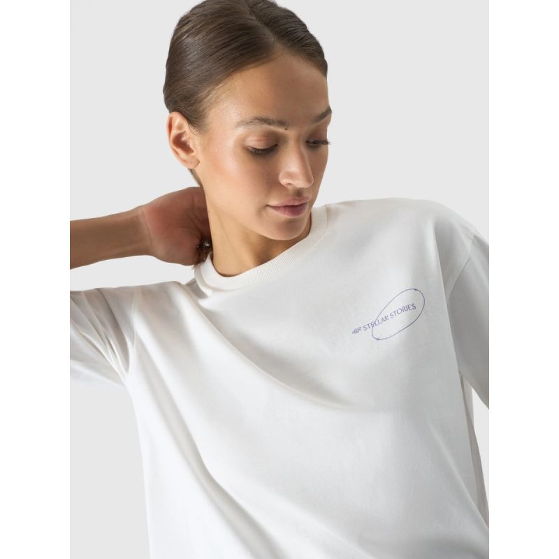 Women's oversize printed T-shirt 4F 4FRSS24TTSHF2089-11S *Kategoria tymczasowa Your Sports Performance