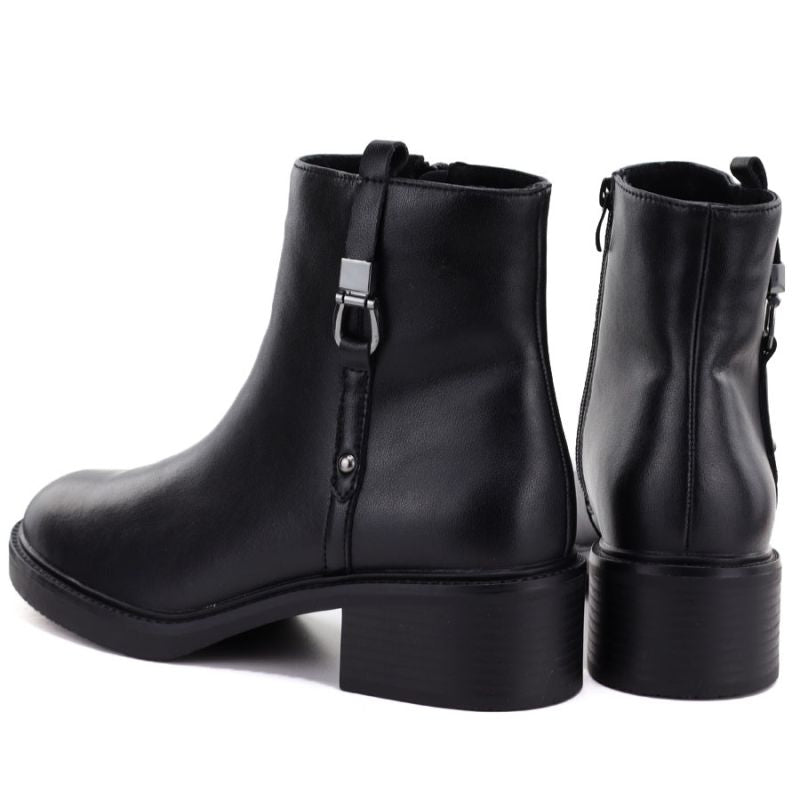 Black Sergio Leone women's leather block ankle boots