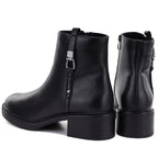 Black Sergio Leone women's leather block ankle boots