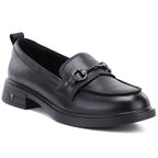 Women's leather loafers, black, Vinceza 133115