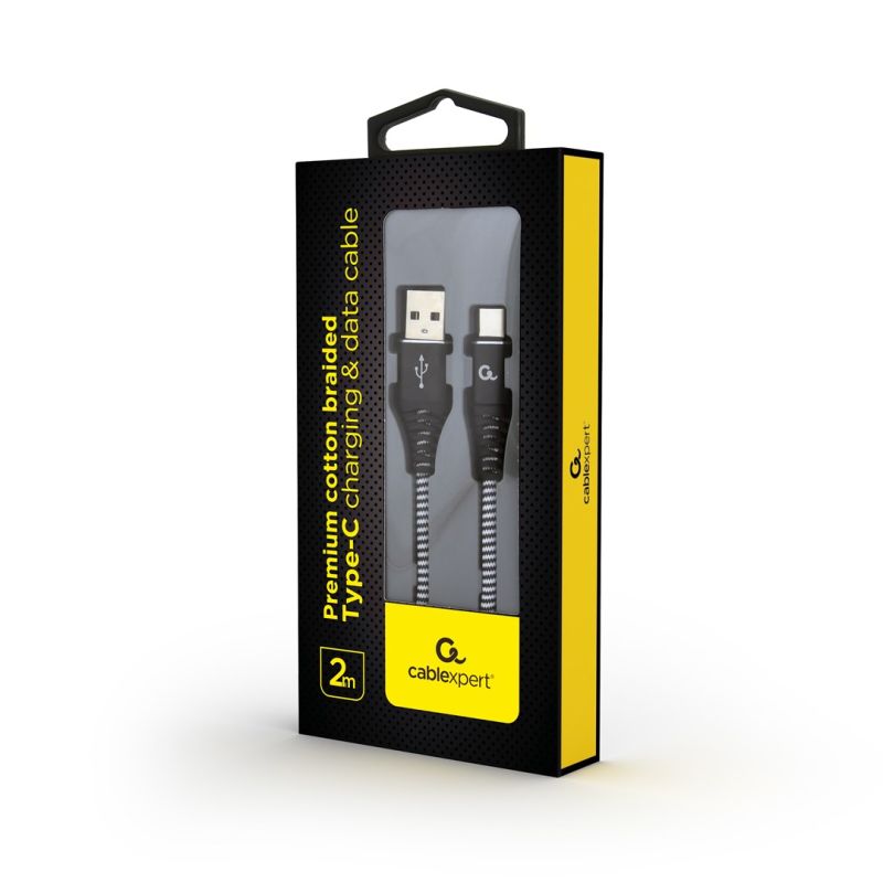 GEMBIRD PREMIUM USB-C 2.0 CABLE (AM/CM) METAL CONNECTORS, NYLON BRAID 2M, BLACK/WHITE In preparation Your Sports Performance