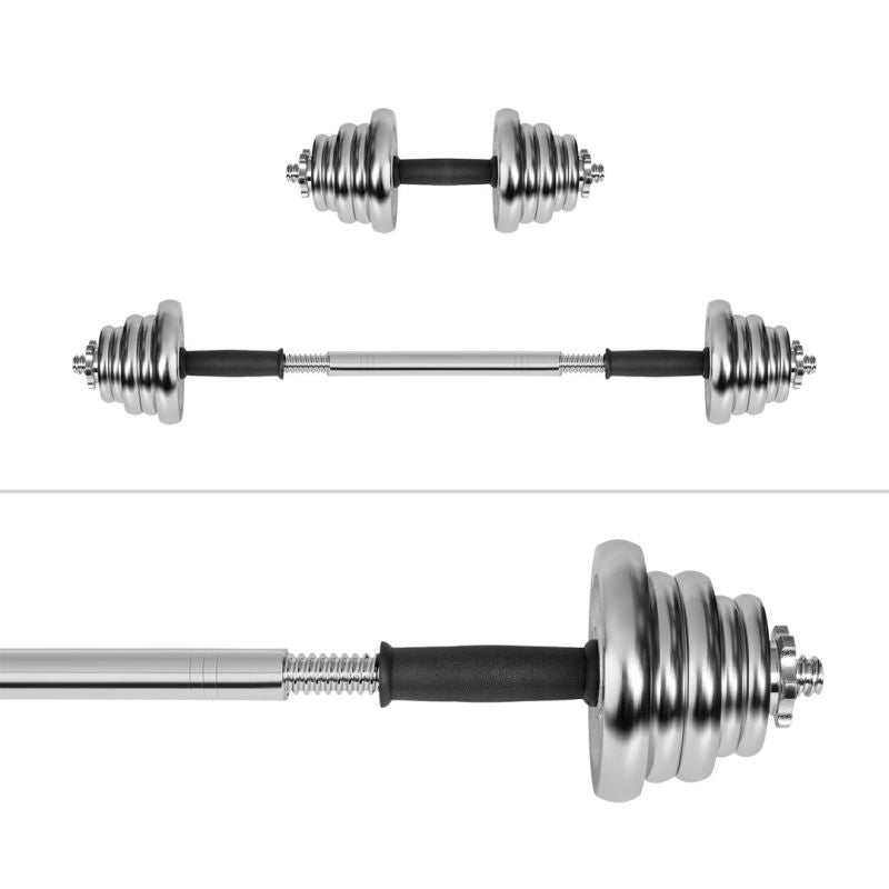 REBEL ACTIVE ADJUSTABLE CHROME DUMBBELLS IN CASE WITH BAR, 20 KG SET To be categorized Your Sports Performance