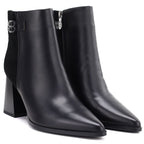 Women's black leather high-heeled ankle boots D&A S.Barski CR62-3477