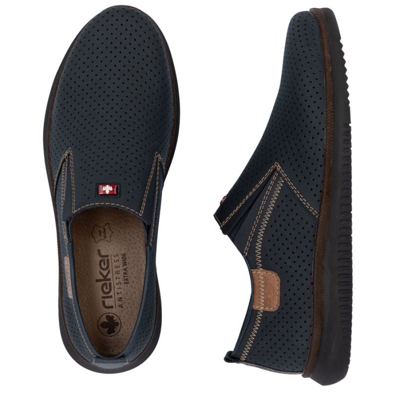 Men's navy blue slip-on shoes Rieker 10452-14 Rieker