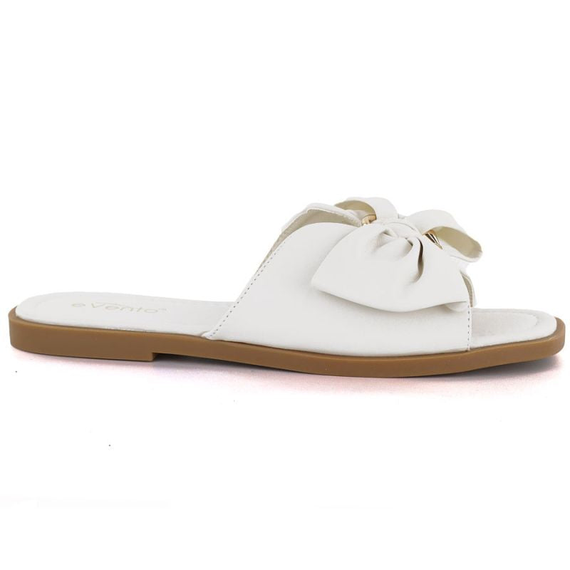 Women's flat slippers with bow white eVento 5479 eVento