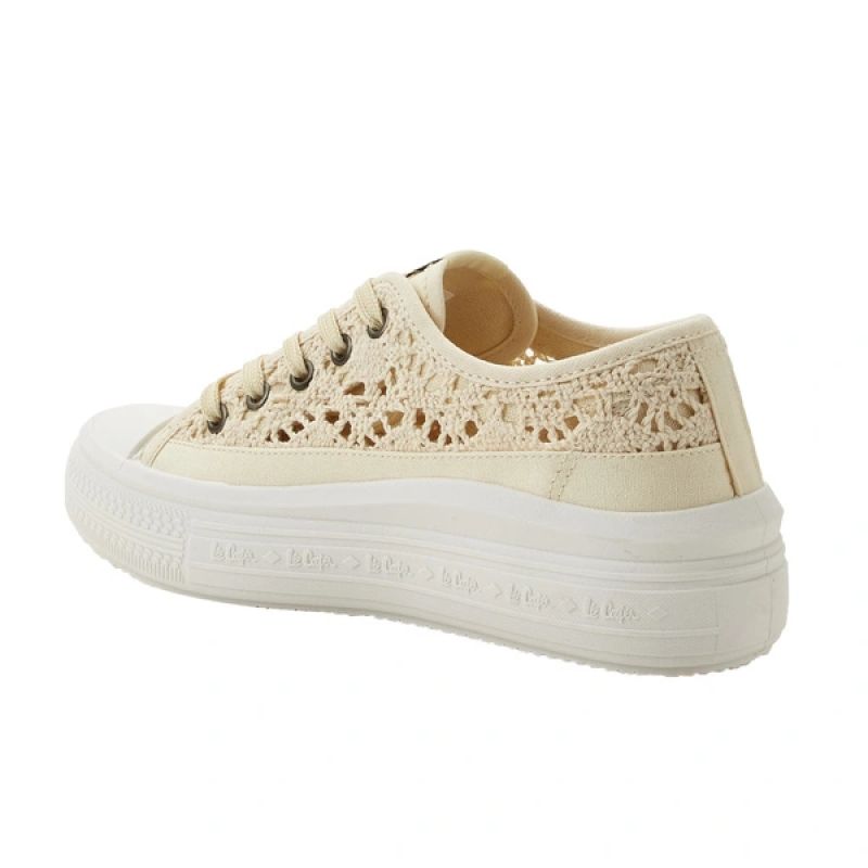 Lee Cooper women's shoes sports sneakers beige platform lace Lee Cooper