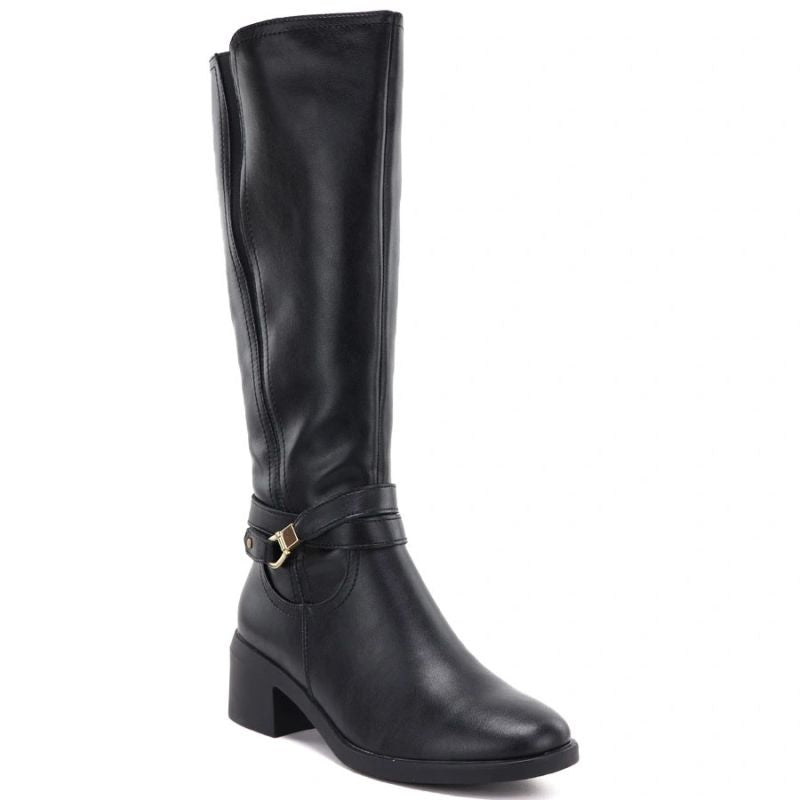 Women's leather boots with heels, insulated, black, Sergio Leone KZ-13-S