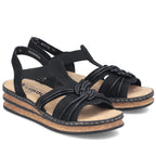Women's black elastic strap sandals Rieker 62969-00 Rieker