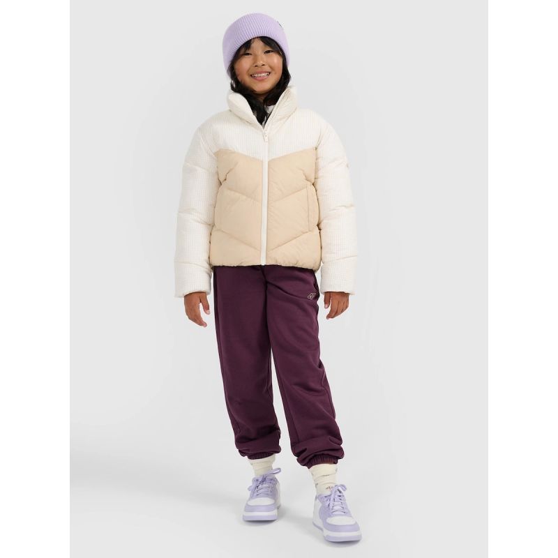 Girls' puffer jacket with synthetic down filling 4F 4FJRAW25TDJAF0807-12S