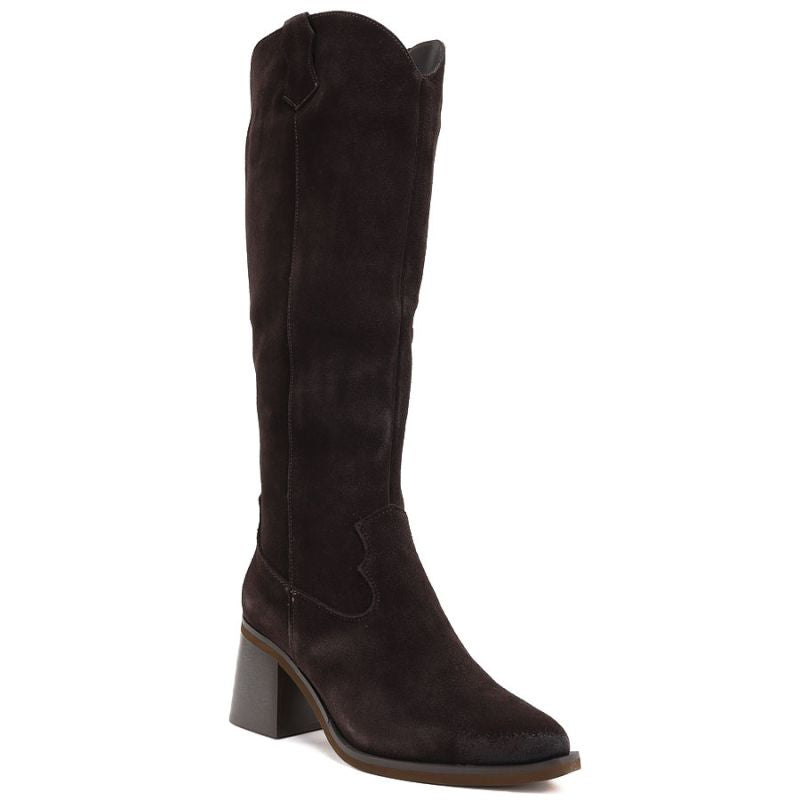 Women's leather cowboy boots with heels, suede, brown, Vinceza 133103