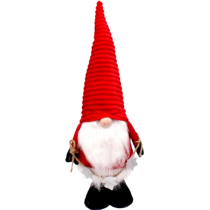 DECORATIVE SANTA CLAUS WITH SILVER STARS ON TELESCOPIC LEGS 50-70CM RED Home and Garden/Equipment Your Sports Performance