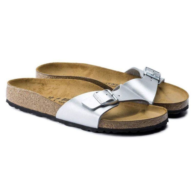 Birkenstock Madrid Birko-Flor Silver Women's Slides Regular Wide (0040411) Footwear/Lifestyle/Brinkenstock/Klapki/chodaki Birkenstock