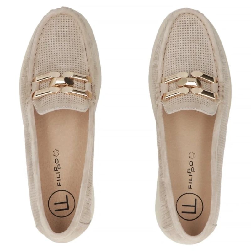 Beige leather wedge loafers Filippo DP7652 Filippo