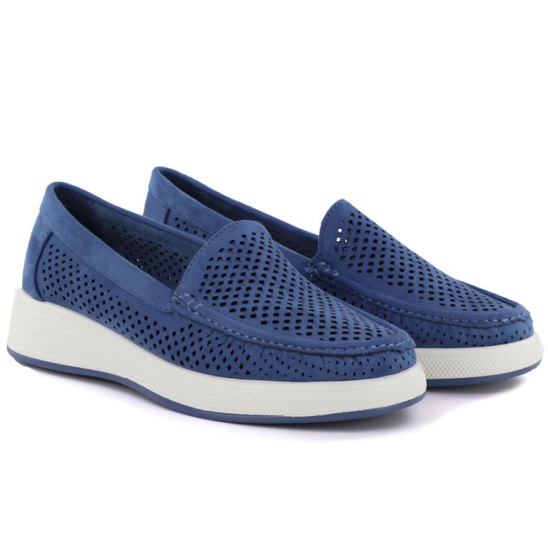 Women's openwork platform shoes blue Sergio Leone MK097H Sergio Leone