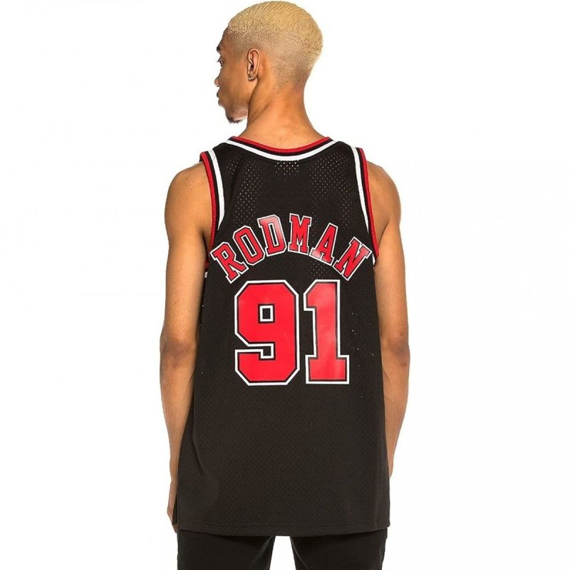 Mitchell &amp; Ness Chicago Bulls NBA Swingman Alternate Jersey Bulls 97 Dennis Rodman SMJYGS18152-CBUBLCK97DRD Clothing/Lifestyle/T-shirts/Mitchell & Ness Your Sports Performance