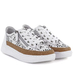 Women's leather openwork zipper shoes, white Artiker 58C1250 Artiker