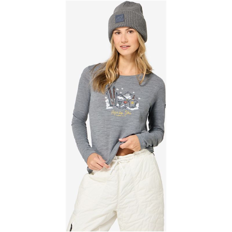Women's SUPER.NATURAL W APRES SKI LS Long-Sleeve Shirt, Grey