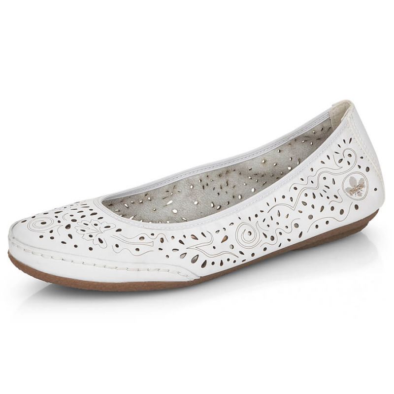 Rieker W RKR649 comfortable leather openwork shoes, white Footwear/Lifestyle/Rieker Your Sports Performance