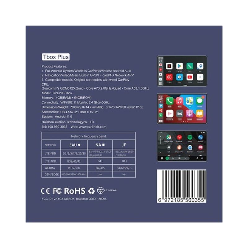 CARLINKIT Wireless Adapter AI Box with Android 13 - 8GB + 128GB for original car radios with CarPlay blue Kable i adaptery/Adaptery, przejściówki Your Sports Performance