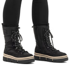 Water-resistant women’s snow boots with thick sole, black, Rieker Y6380-00