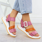 Rieker W2950-31 Women's Pink Leather High Heel Sandals Footwear Your Sports Performance