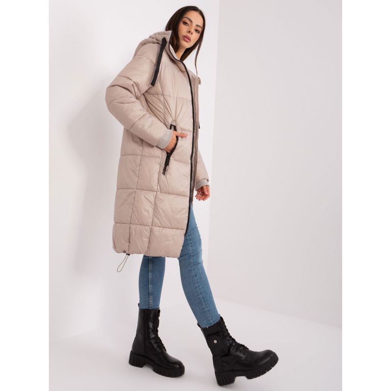 Women's beige quilted winter jacket SUBLEVEL knee-length (D50048X44518B3) In preparation Your Sports Performance