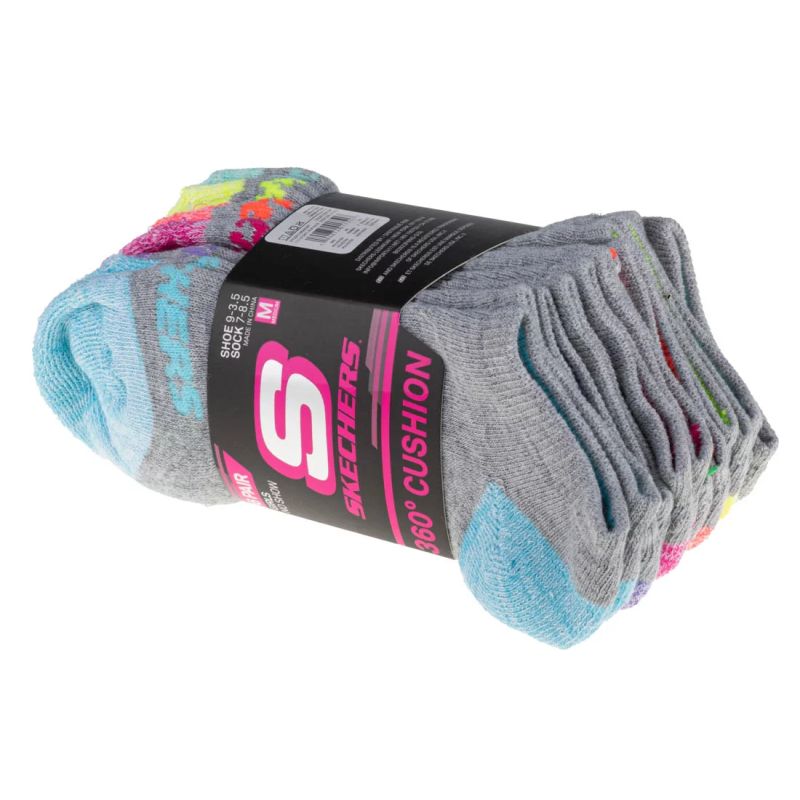 Skechers 6pk Girls Full Terry No Show S108265-GRY gray 31-34 In preparation Your Sports Performance