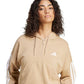Women's Essentials 3-Stripes French Terry Hoodie Quarter Zip Beige JX7676 In preparation Your Sports Performance