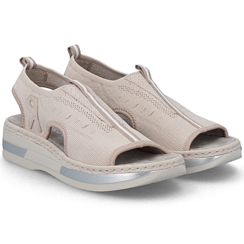 Women's pink slip-on platform sandals Rieker V59B5-31 Rieker