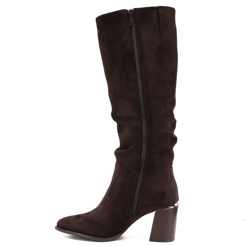 Women’s chocolate brown block-heel boots Jezzi MR2623-7
