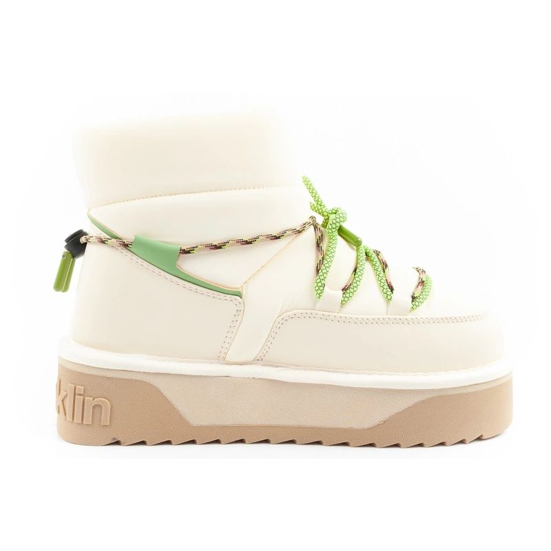 Women's winter snow boots D.Franklin fashionable fur insulated ankle boots beige green D.Franklin