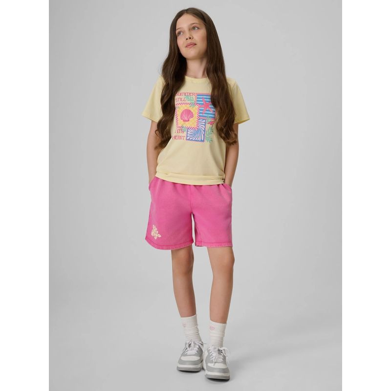 Girls' regular printed T-shirt 4F 4FJRSS26TTSHF4418-73S