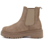 Women's suede ankle boots on a beige platform Big Star UU274858