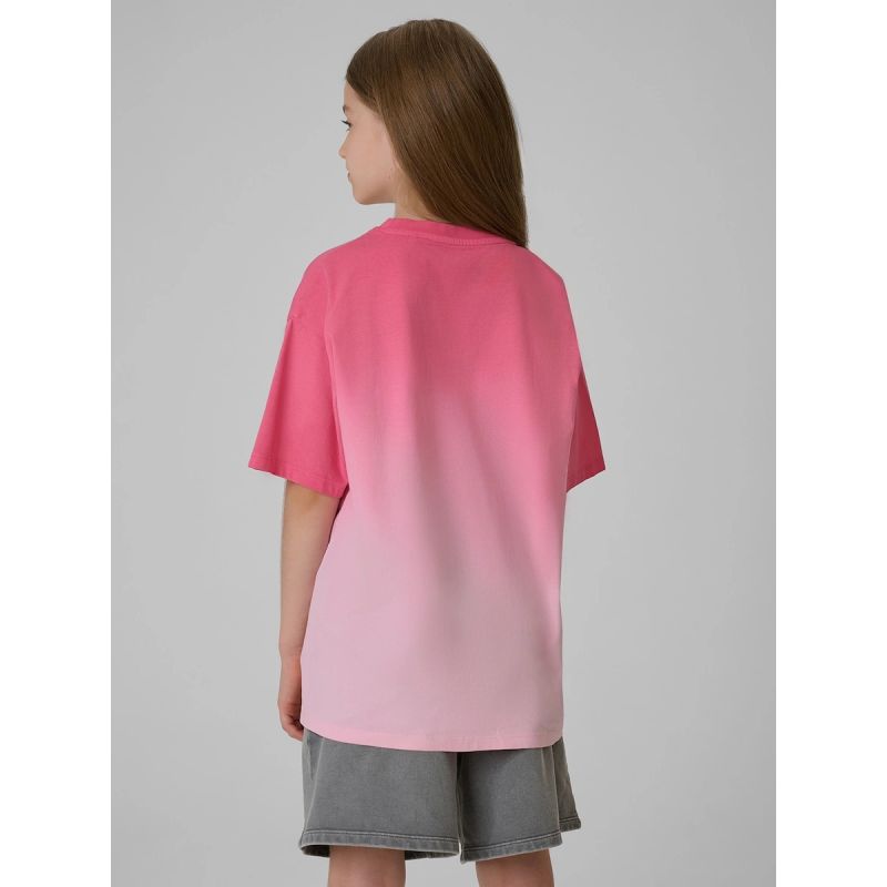 Girls' loose T-shirt with print 4F 4FJRSS26TTSHF4186-90A