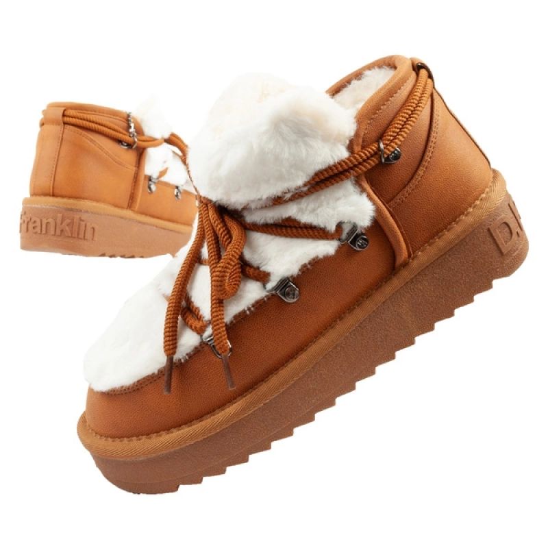 D.Franklin women's winter snow boots, fashionable fur lining, brown ankle boots D.Franklin