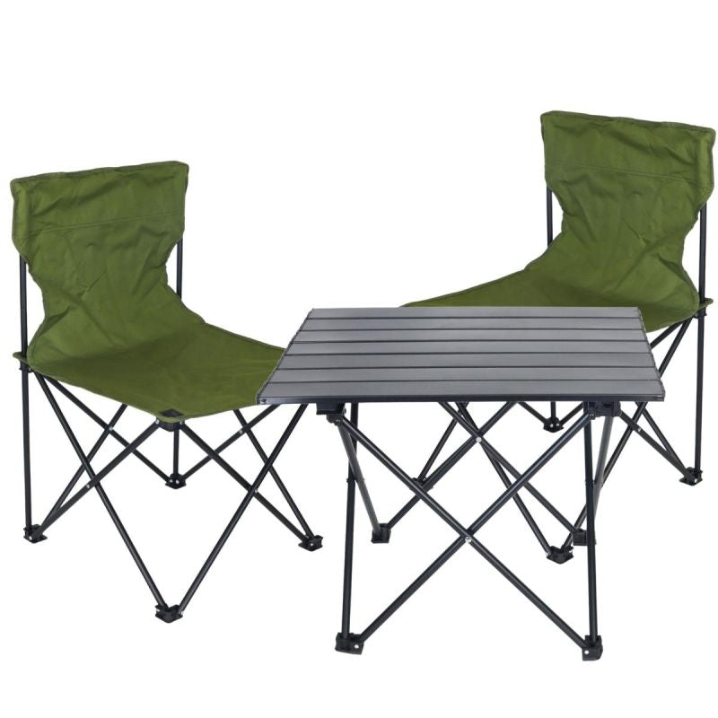 FOLDABLE TOURIST SET 3IN1 TABLE AND 2 CHAIRS GREEN ENERO CAMP Home and Garden/Garden Your Sports Performance